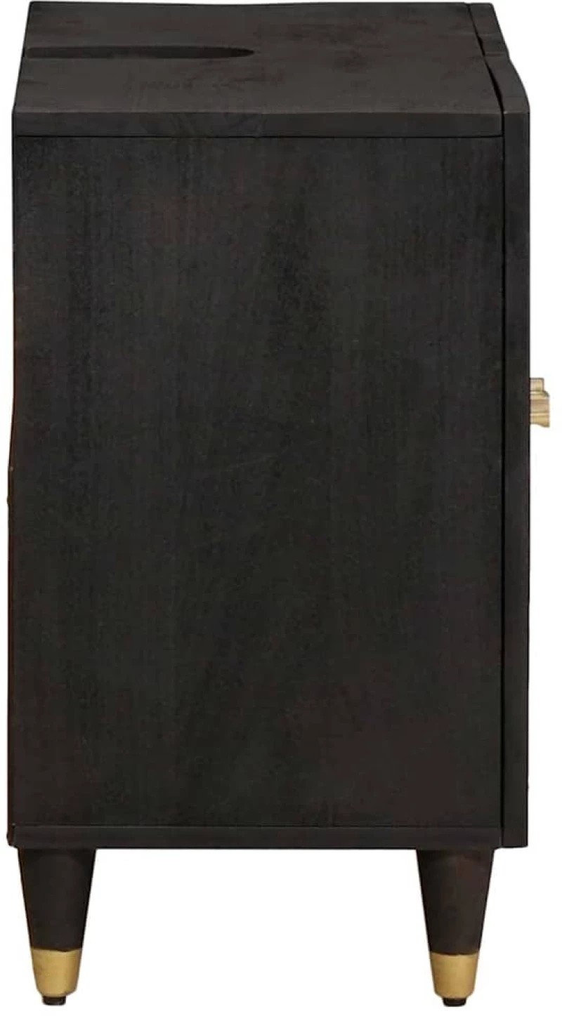 vidaXL Ντουλάπι νιπτήρα Μαύρο 62 x 33 x 58 εκ. Στερεό ξύλο μάνγκο