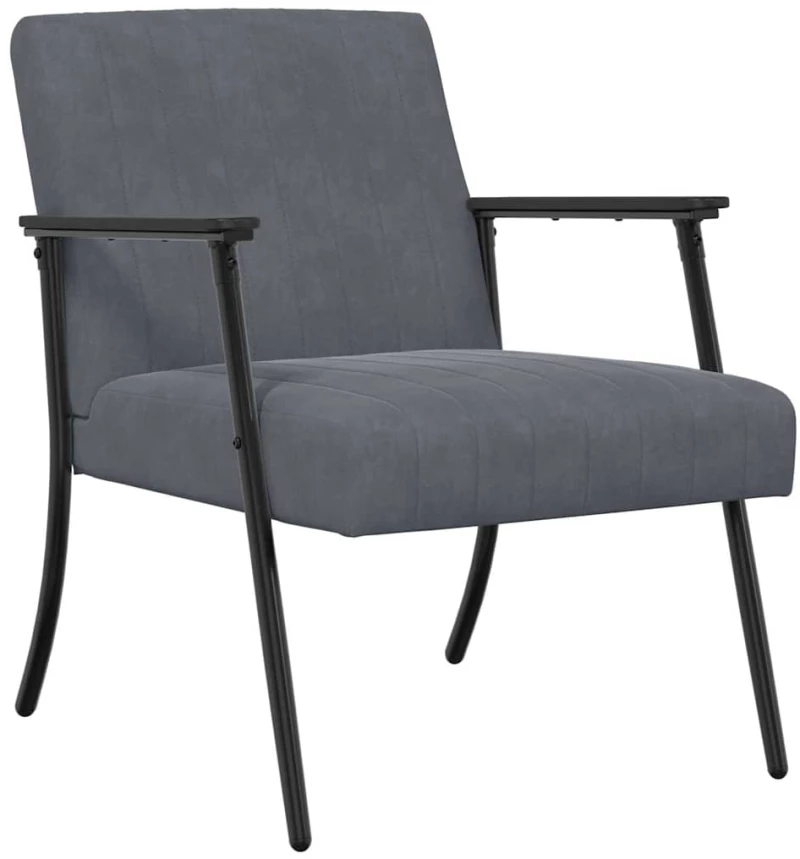 vidaXL Πολυθρόνα Σκούρο Γκρι 59 x 75 x 78 εκ Βελούδο