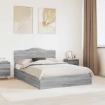 vidaXL Κρεβάτι Αποθήκης Γκρίζο Σονομα 140 x 200 cm Επεξεργασμένο ξύλο