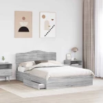 vidaXL Κρεβάτι Αποθήκης Γκρίζο Σονομα 140 x 200 cm Επεξεργασμένο ξύλο