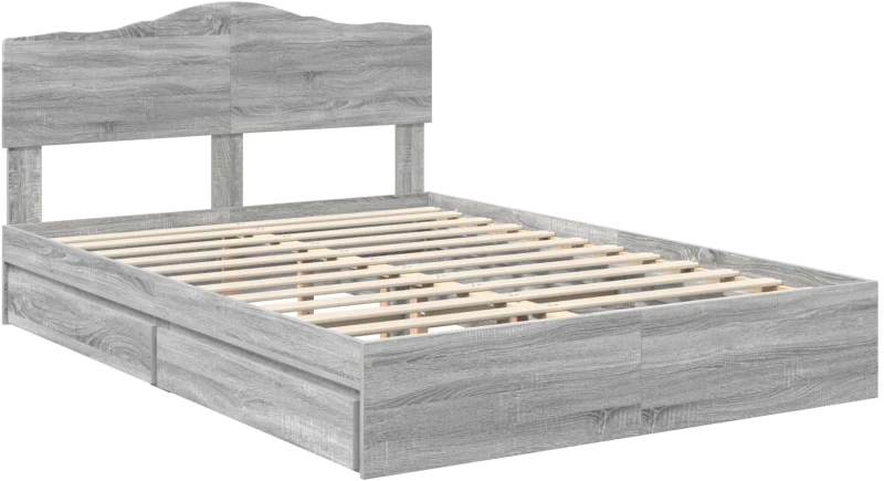 vidaXL Κρεβάτι Αποθήκης Γκρίζο Σονομα 140 x 200 cm Επεξεργασμένο ξύλο