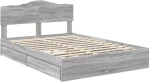 vidaXL Κρεβάτι Αποθήκης Γκρίζο Σονομα 140 x 200 cm Επεξεργασμένο ξύλο