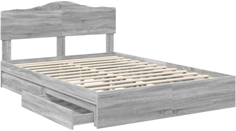 vidaXL Κρεβάτι Αποθήκης Γκρίζο Σονομα 140 x 200 cm Επεξεργασμένο ξύλο