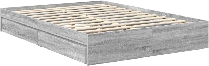 vidaXL Κρεβάτι Αποθήκης Γκρίζο Σονομα 140 x 200 cm Επεξεργασμένο ξύλο