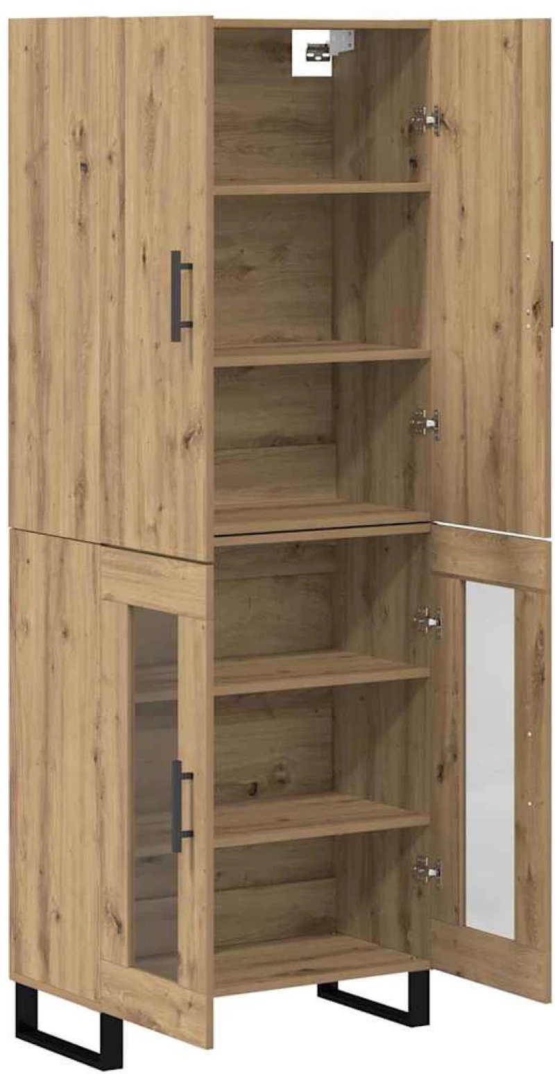 vidaXL Highboard 2 pcs Artisan Oak Σύνθετο Ξύλο και Γυαλί