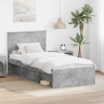 vidaXL Σκελετός Κρεβατιού Γκρι Μπετόν 75 x 190 cm Επεξεργασμένο ξύλο