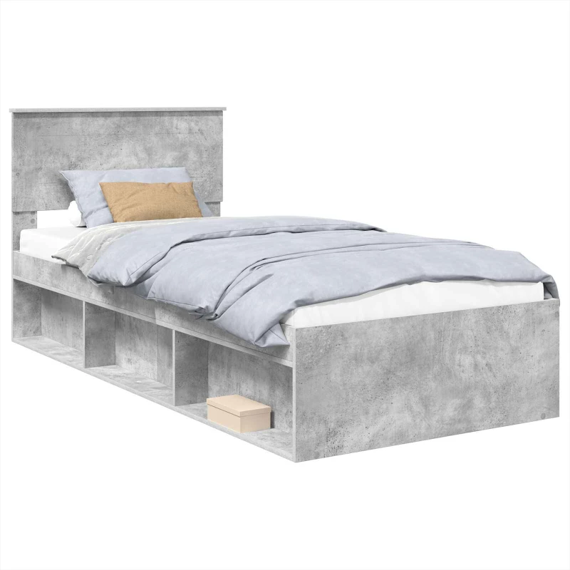 vidaXL Σκελετός Κρεβατιού Γκρι Μπετόν 75 x 190 cm Επεξεργασμένο ξύλο