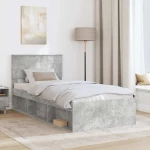 vidaXL Σκελετός Κρεβατιού Γκρι Μπετόν 75 x 190 cm Επεξεργασμένο ξύλο