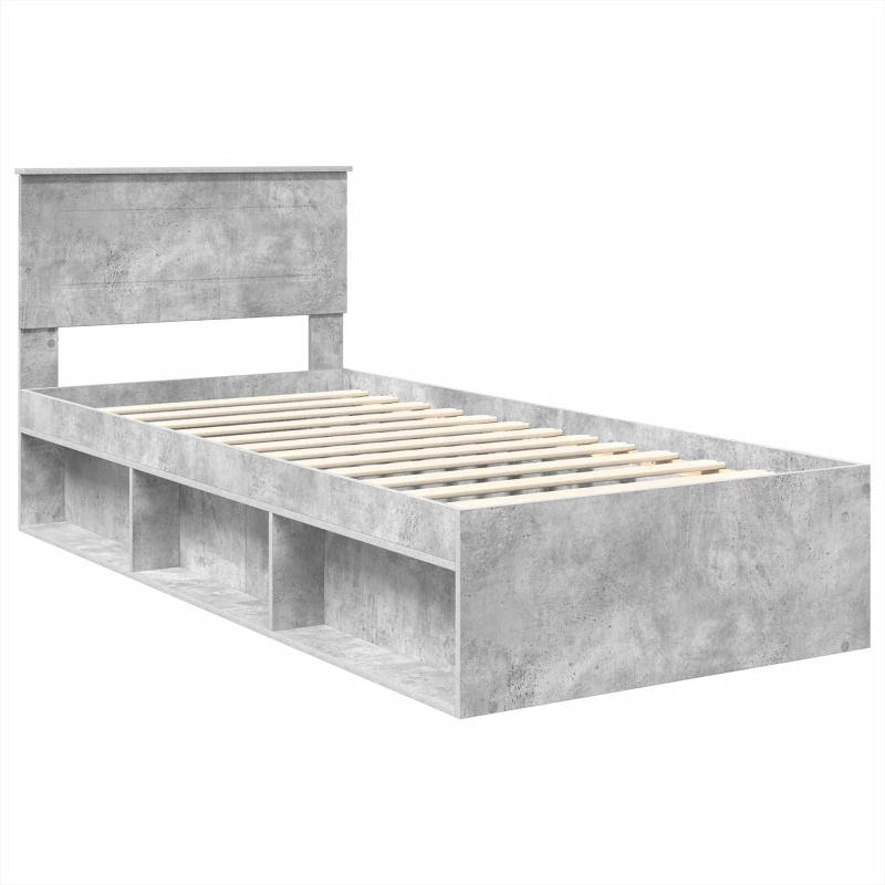 vidaXL Σκελετός Κρεβατιού Γκρι Μπετόν 75 x 190 cm Επεξεργασμένο ξύλο