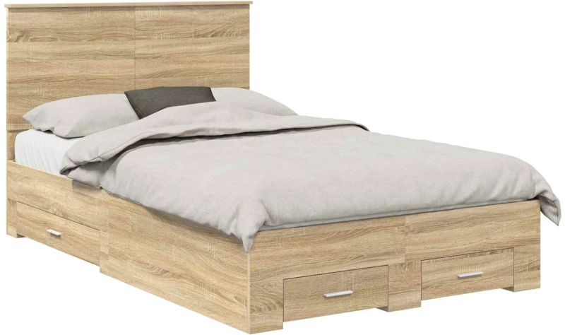 vidaXL Σκελετός Κρεβατιού Δρύς Sonoma 120 x 200 cm Επεξεργασμένο ξύλο