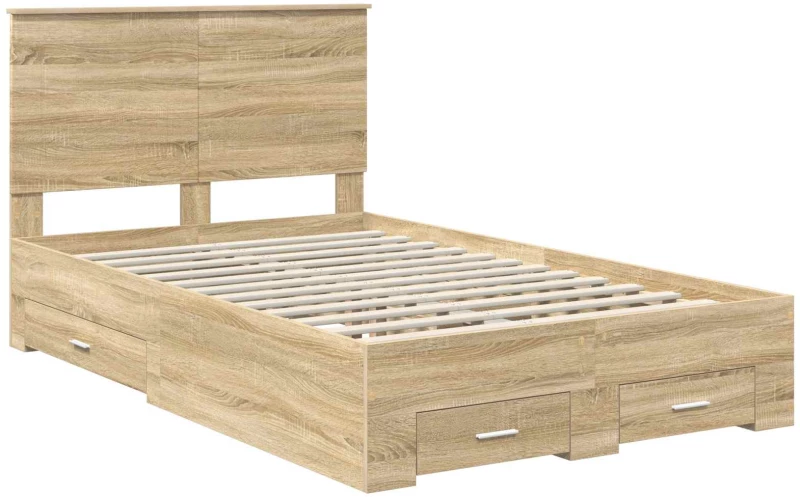 vidaXL Σκελετός Κρεβατιού Δρύς Sonoma 120 x 200 cm Επεξεργασμένο ξύλο