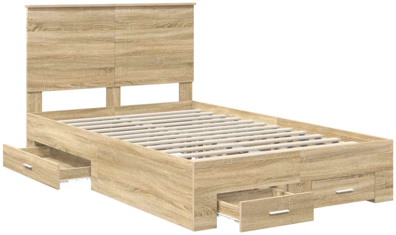 vidaXL Σκελετός Κρεβατιού Δρύς Sonoma 120 x 200 cm Επεξεργασμένο ξύλο