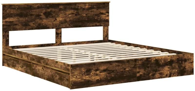 vidaXL Κρεβάτι Αποθήκης Καπνιστό Δρύς 180 x 200 cm Επεξεργασμένο ξύλο