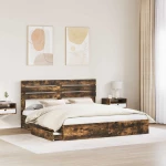vidaXL Κρεβάτι Αποθήκης Καπνιστό Δρύς 180 x 200 cm Επεξεργασμένο ξύλο