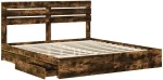 vidaXL Κρεβάτι Αποθήκης Καπνιστό Δρύς 180 x 200 cm Επεξεργασμένο ξύλο