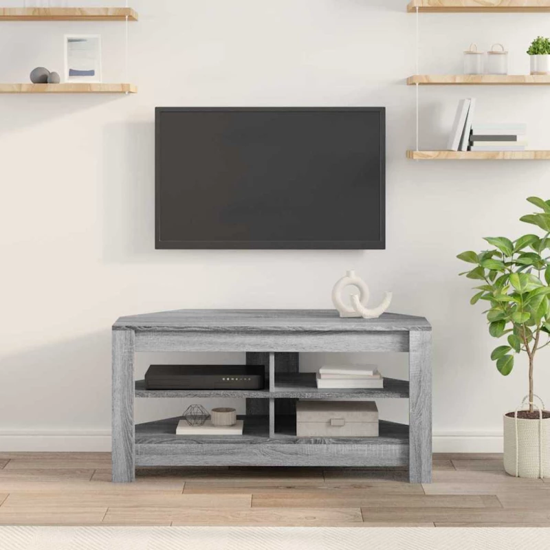 vidaXL ΓωνιακήΒάσηΤηλεόρασης Γκρίζο Σονομα 102 x 40,5 x 45 εκ
