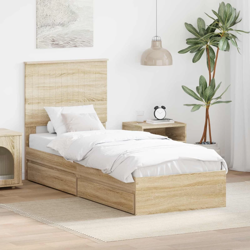 vidaXL Κρεβάτι Αποθήκης Δρύς Sonoma 75 x 190 cm Επεξεργασμένο ξύλο
