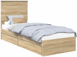 vidaXL Κρεβάτι Αποθήκης Δρύς Sonoma 75 x 190 cm Επεξεργασμένο ξύλο
