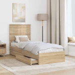vidaXL Κρεβάτι Αποθήκης Δρύς Sonoma 75 x 190 cm Επεξεργασμένο ξύλο