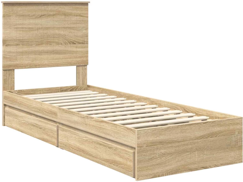 vidaXL Κρεβάτι Αποθήκης Δρύς Sonoma 75 x 190 cm Επεξεργασμένο ξύλο