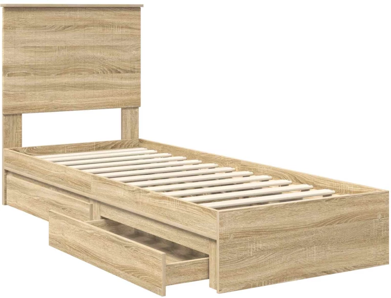 vidaXL Κρεβάτι Αποθήκης Δρύς Sonoma 75 x 190 cm Επεξεργασμένο ξύλο