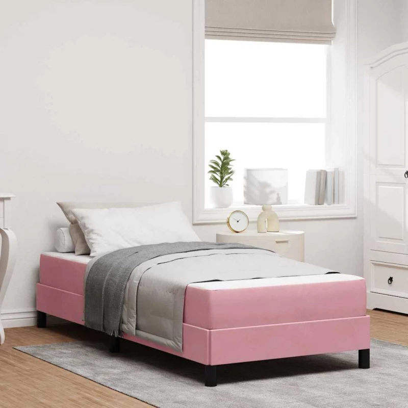 vidaXL Κρεβάτι με ελατήρια με στρώμα Ροζ 100 x 220 cm ύφασμα