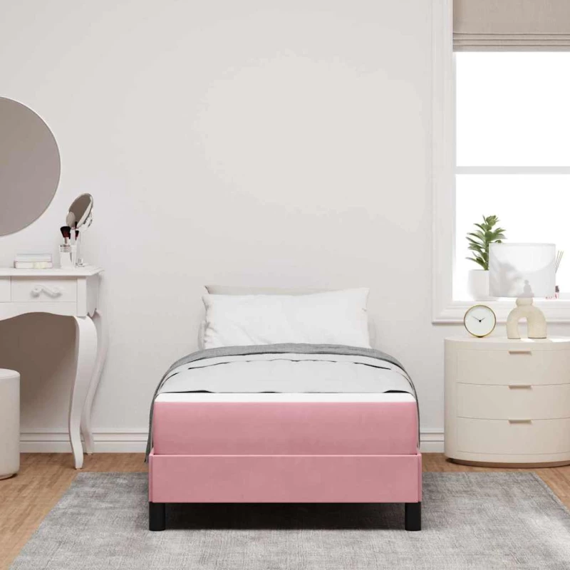 vidaXL Κρεβάτι με ελατήρια με στρώμα Ροζ 100 x 220 cm ύφασμα