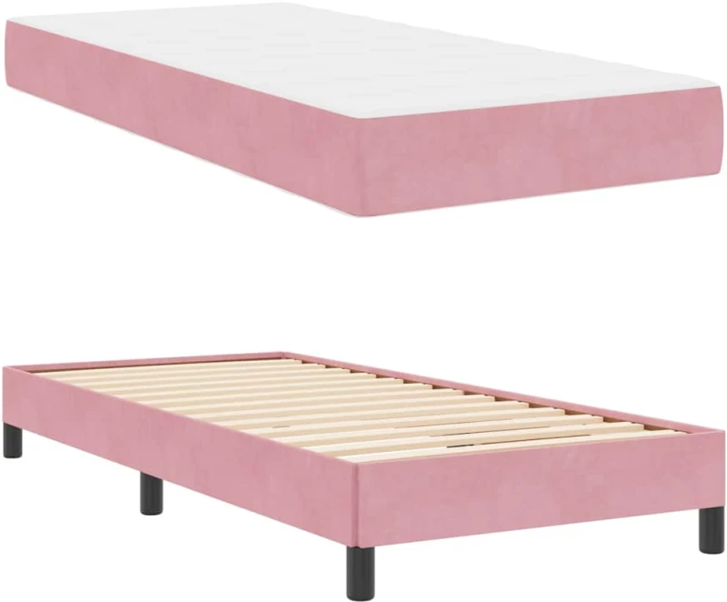 vidaXL Κρεβάτι με ελατήρια με στρώμα Ροζ 100 x 220 cm ύφασμα