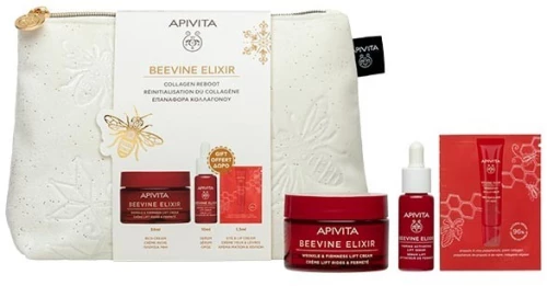 Apivita | Promo Beevine Elixir με Αντιρυτιδική Κρέμα Πλούσιας Υφής για Σύσφιξη & Lifting, 50ml & Δώρο Ορός Σύσφιξης, 10ml, Κρέμα για Μάτια & Χείλη, 1.5ml & Νεσεσέρ | 1set