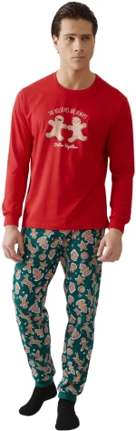 Χριστουγεννιάτικες Πυτζάμες Unisex Minerva – 100% Βαμβάκι Κόκκινο 89902