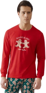 Χριστουγεννιάτικες Πυτζάμες Unisex Minerva – 100% Βαμβάκι Κόκκινο 89902