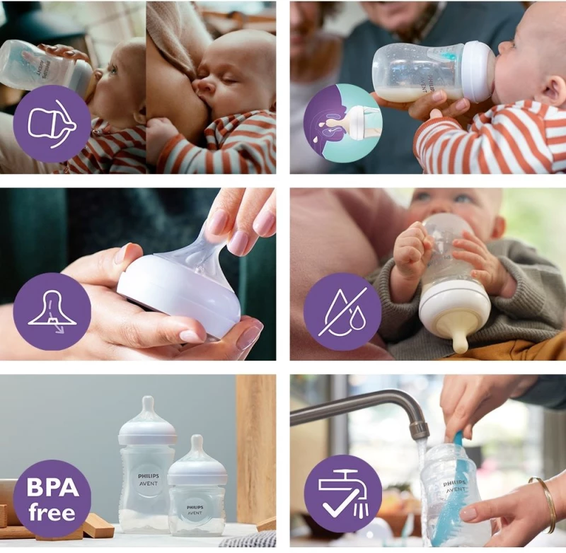 Philips Avent Μπιμπερό Natural Response με αεραγωγό Airfree Elephant 3-6m+ 260ml