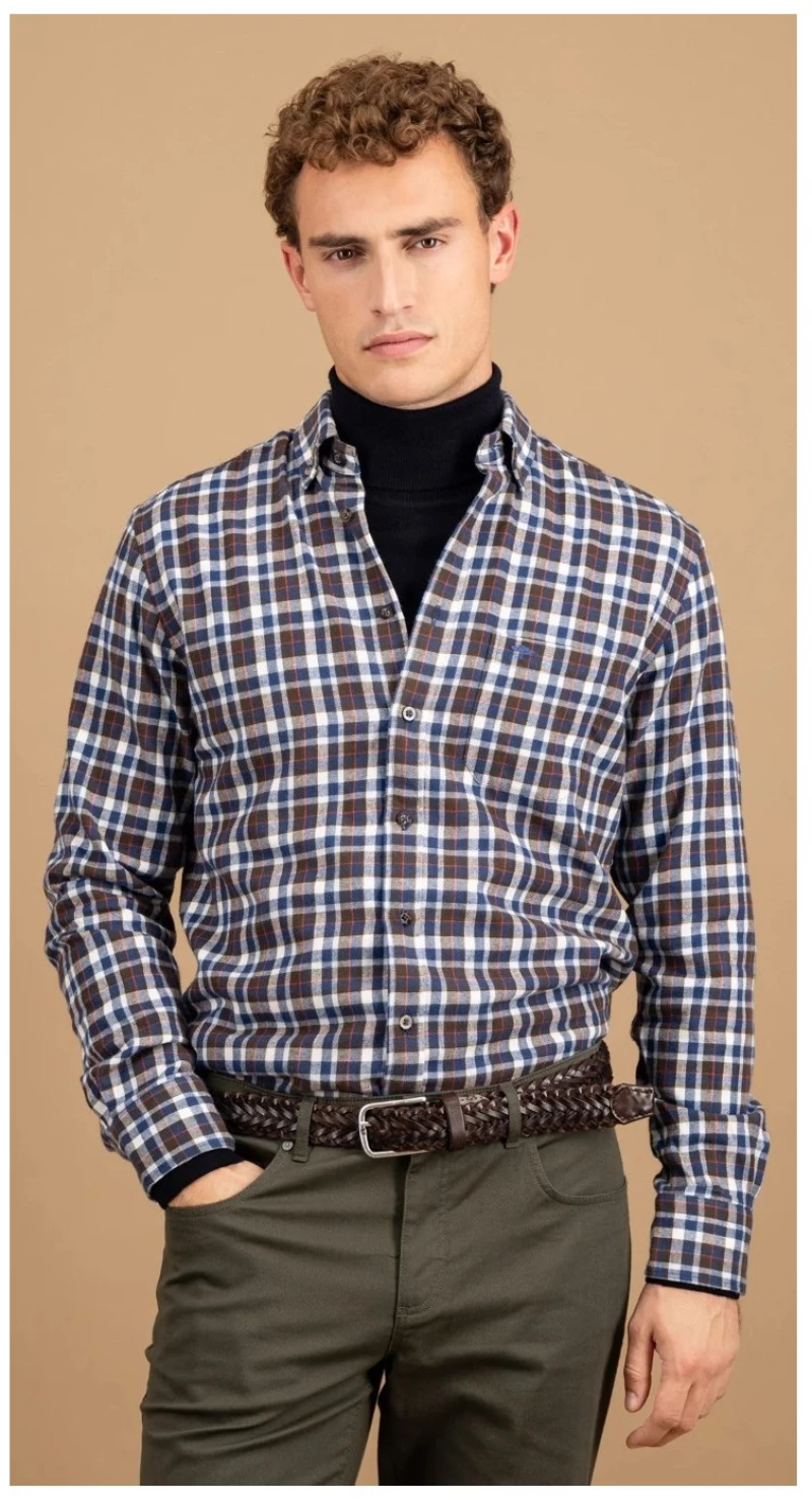 ΠΟΥΚΑΜΙΣΟ FYNCH-HATTON Premium Flanne 4065-66272324, Χρώμα BROWN