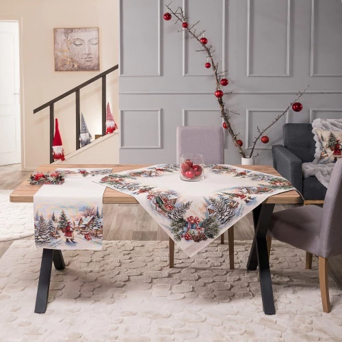Καρέ Με Τραβέρσα Χριστουγεννιάτικη Minden (Σετ 2τμχ) Multi Teoran 100X100cm
