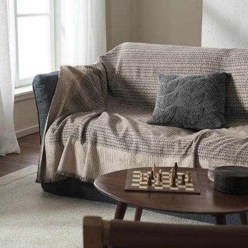 Ριχτάρι Meadow 160/14 Ink Grey Gofis Home Διθέσιο 180x250cm Βαμβάκι-Πολυέστερ