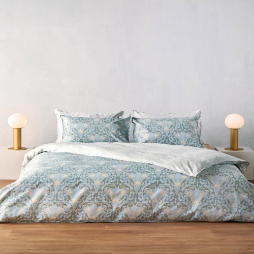 Σεντόνια Cressida 19 (Σετ 4τμχ) Ciel-Beige Kentia Υπέρδιπλo 240x270cm 100% Βαμβακοσατέν