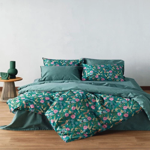 Σεντόνια Aperry (Σετ 4τμχ) Green-Multi Kentia Υπέρδιπλo 240x270cm 100% Βαμβακοσατέν