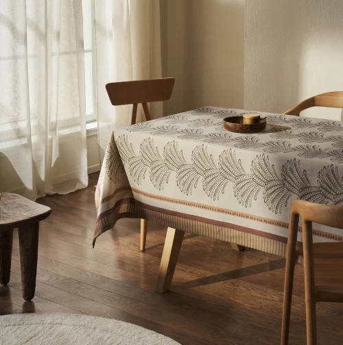 Τραπεζομάντηλο Dianthe 543 Beige Gofis Home 135Χ135 Βαμβάκι-Λινό