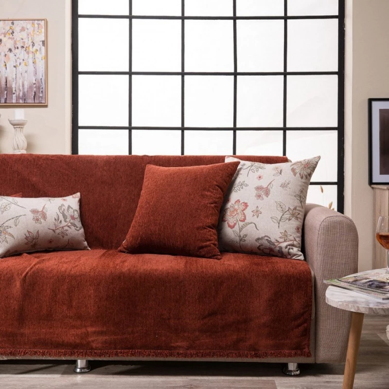 Ριχτάρι Basic 05 Terracotta Teoran Τετραθέσιο 180x350cm Βαμβάκι-Πολυέστερ