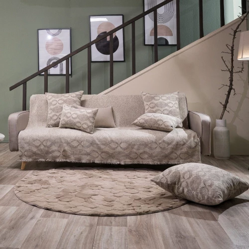 Ριχτάρι Garland 07 Choco Teoran Τετραθέσιο 180x350cm Βαμβάκι-Πολυέστερ