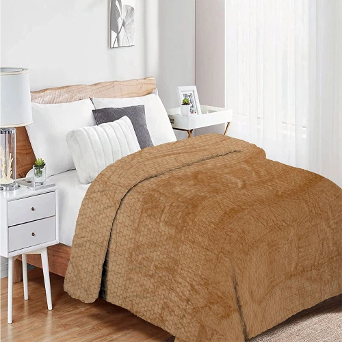Κουβέρτα Coral Fleece Jacquard Brick 02 Beige DimCol Υπέρδιπλo 220x240cm Πολυέστερ