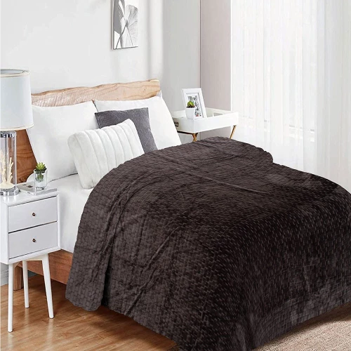 Κουβέρτα Coral Fleece Jacquard Brick 08 Grey-Black DimCol Υπέρδιπλo 220x240cm Πολυέστερ