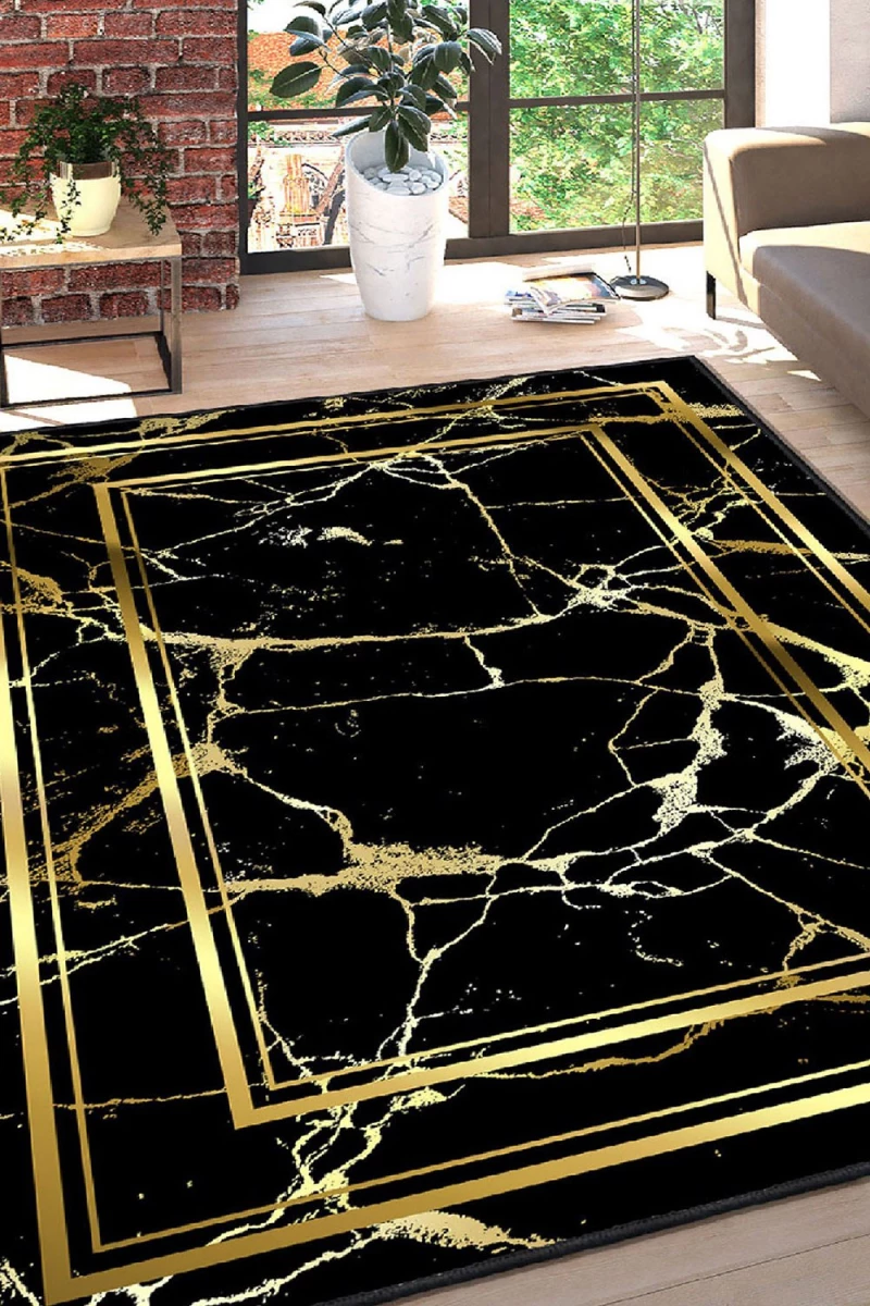 Χαλί Els2417 599HFT4492 Black-Gold Conceptum Hypnose 140X220 cm