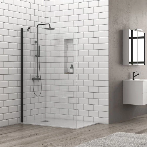 Πάνελ Ντουζιέρας Σταθερό S 28F Alto S28FH30-NC Clear-Black Karag 30 x200cm Αλουμίνιο,Γυαλί