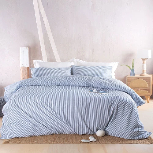 Σεντόνια Motiv Με Λάστιχο (Σετ 4τμχ) Dark Blue Ρυθμός Υπέρδιπλo 165x234cm 100% Βαμβάκι