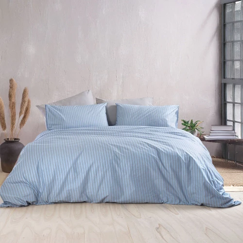 Σεντόνια Polene Με Λάστιχο (Σετ 4τμχ) Blue Ρυθμός Υπέρδιπλo 165x234cm 100% Βαμβάκι