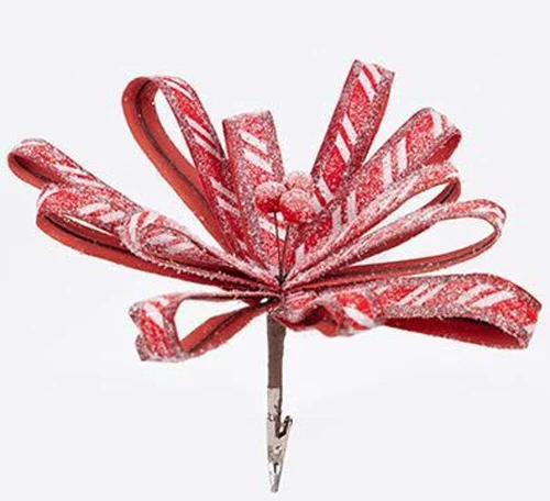 Λουλούδι - Κλαδί Παγωμένο Φιόγκος Candy 600-47423 25x45cm Red-White