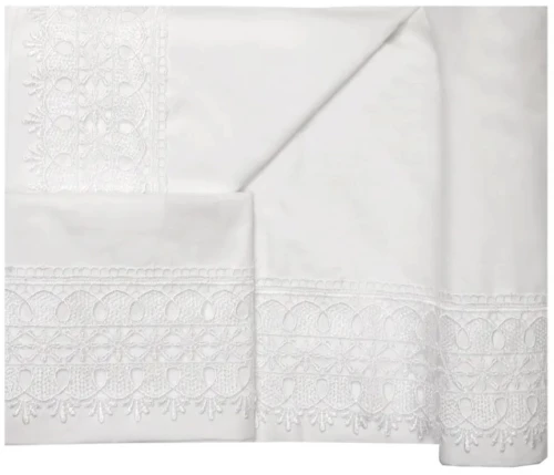 Μαξιλαροθήκες Με Δαντέλα Νο4 (Σετ 2τμχ) White Viopros 50Χ70 100% Βαμβάκι