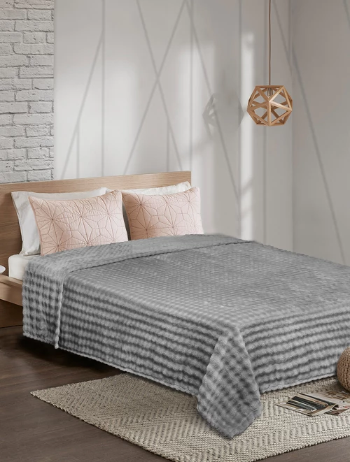 Κουβέρτα Fleece PUFFELLA GREY Γκρι Κουβέρτα μονή: 160 x 220 εκ. MADI