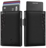 Cactus Premium Πορτοφόλι Δερμάτινο 2πλο με καρτοθήκη RFID Μαύρο